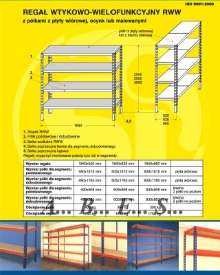 Rega� wtykowo wielofunkcyjny RWWH-2000; 4 po�ki (490x1815)mm