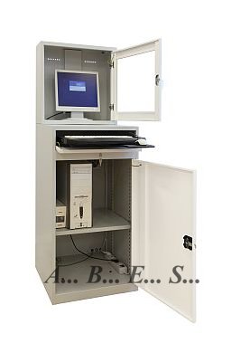 Szafka pod komputer przemys�owy z monitorem LCD z wyposa�eniem